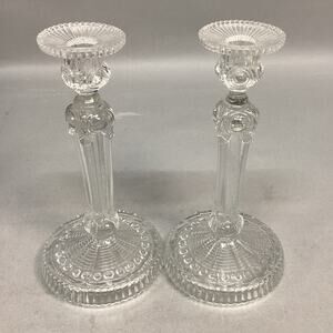 Elegant Antique Bayel Louis XV Candlestick 8.5" Clear Pressed Glass